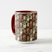 長方形のピースを刻み、斑点のある、黄金色の赤 マグカップ (正面左)