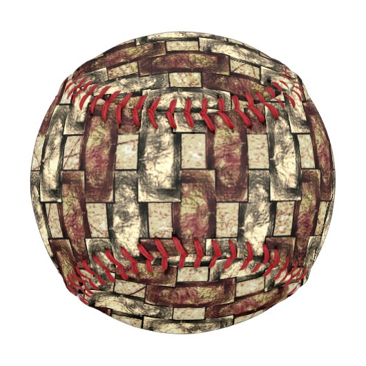 長方形のピースを刻み、斑点のある、黄金色の赤 野球ボール (裏面)