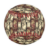 長方形のピースを刻み、斑点のある、黄金色の赤 野球ボール (正面)