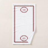 長方形のフローラ楕円のBurgundy Monogram バスタオルセット (ハンドタオル)