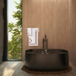 長方形のフローラ楕円のBurgundy Monogram バスタオルセット