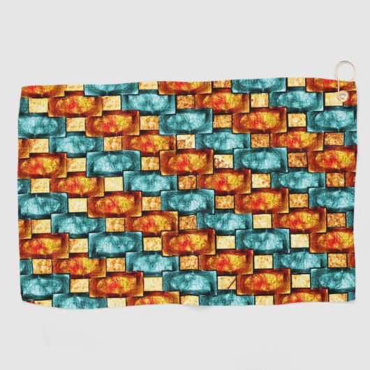 長方形のプレートが彫られ、染色され、オレンジ色のシアン ゴルフタオル (横)