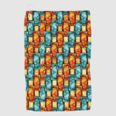 長方形のプレートが彫られ、染色され、オレンジ色のシアン ゴルフタオル (正面)