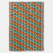 長方形のプレートが彫られ、染色され、オレンジ色のシアン スローブランケット (正面縦)