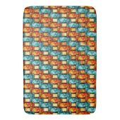 長方形のプレートが彫られ、染色され、オレンジ色のシアン バスマット (正面縦)