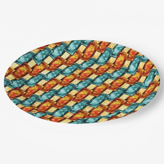 長方形のプレートが彫られ、染色され、オレンジ色のシアン ペーパープレート (アングル)