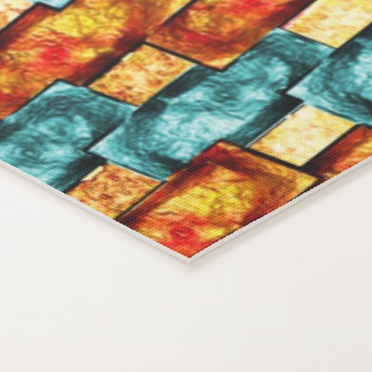 長方形のプレートが彫られ、染色され、オレンジ色のシアン ヨガマット (詳細)