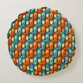 長方形のプレートが彫られ、染色され、オレンジ色のシアン ラウンドクッション (裏面)