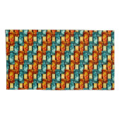 長方形のプレートが彫られ、染色され、オレンジ色のシアン 枕カバー (裏面-右)