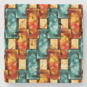 長方形のプレートは彫刻され、染色され、シアンのオレンジ ストーンコースター (正面)