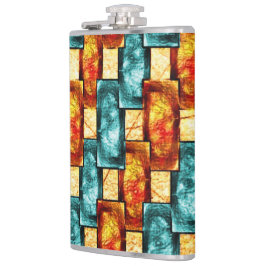 長方形のプレートは彫刻され、染色され、シアンのオレンジ フラスク