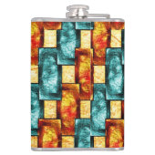 長方形のプレートは彫刻され、染色され、シアンのオレンジ フラスク (裏面)