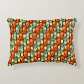 長方形のプレートを彫り込み、染色した赤い緑 アクセントクッション (正面)