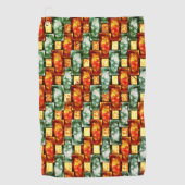 長方形のプレートを彫り込み、染色した赤い緑 ゴルフタオル (正面)