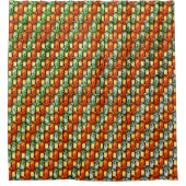 長方形のプレートを彫り込み、染色した赤い緑 シャワーカーテン (正面)