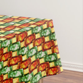 長方形のプレートを彫り込み、染色した赤い緑 テーブルクロス