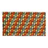 長方形のプレートを彫り込み、染色した赤い緑 枕カバー (裏面-右)