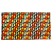 長方形のプレートを彫り込み、染色した赤い緑 枕カバー (正面右)