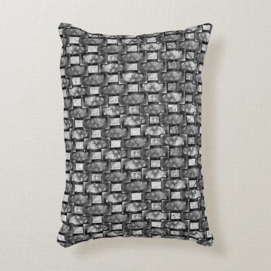 長方形のプレートを彫り込み、汚れ、黒い灰色 アクセントクッション (正面(垂直))