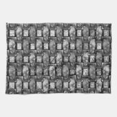 長方形のプレートを彫り込み、汚れ、黒い灰色 キッチンタオル (横)