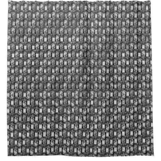 長方形のプレートを彫り込み、汚れ、黒い灰色 シャワーカーテン (正面)