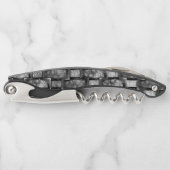 長方形のプレートを彫り込み、汚れ、黒い灰色 ソムリエナイフ (正面)