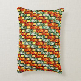 長方形のプレートを彫刻し、赤と緑に染色したもの アクセントクッション