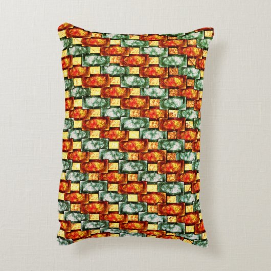 長方形のプレートを彫刻し、赤と緑に染色したもの アクセントクッション (裏面(縦))