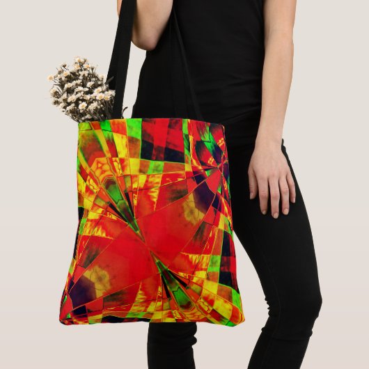 長方形の傾斜または引き伸ばし…赤黄色がかった トートバッグ (クローズアップ)