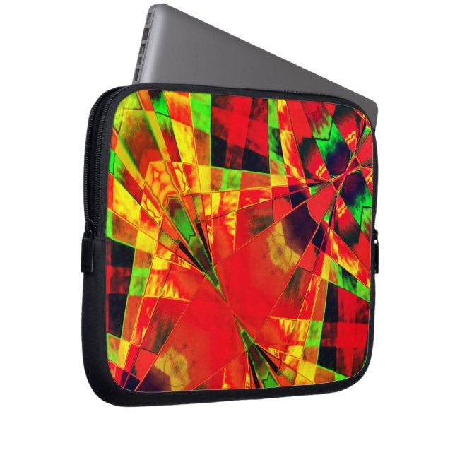 長方形の傾斜または引き伸ばし…赤黄色がかった ラップトップスリーブ (正面右)