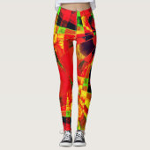 長方形の傾斜または引き伸ばし…赤黄色がかった レギンス (正面)