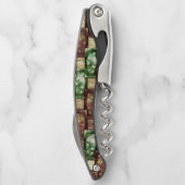 長方形の彫刻と斑点のある茶色の緑 ソムリエナイフ (裏面)