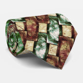 長方形の彫刻と斑点のある茶色の緑 ネクタイ (ロール)