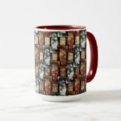 長方形の彫刻と斑点のある茶色の緑 マグカップ (正面右)