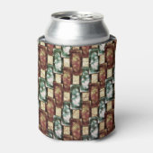 長方形の彫刻と斑点のある茶色の緑 缶クーラー (缶正面)