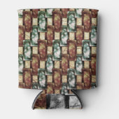 長方形の彫刻と斑点のある茶色の緑 缶クーラー (正面)