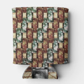 長方形の彫刻と斑点のある茶色の緑 缶クーラー (裏面)