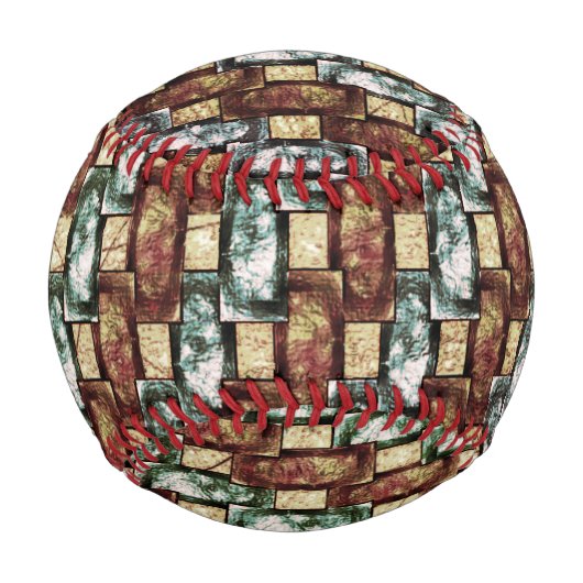 長方形の彫刻と斑点のある茶色の緑 野球ボール (裏面)