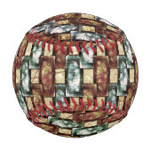 長方形の彫刻と斑点のある茶色の緑 野球ボール (正面)