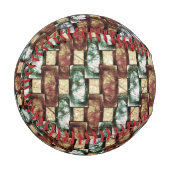 長方形の彫刻と斑点のある茶色の緑 野球ボール (正面左)