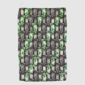 長方形の彫刻と染色された灰色の緑 ゴルフタオル (正面)