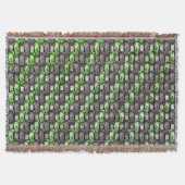 長方形の彫刻と染色された灰色の緑 スローブランケット (正面)