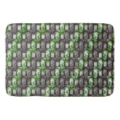長方形の彫刻と染色された灰色の緑 バスマット (正面)
