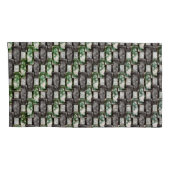 長方形の彫刻と染色された灰色の緑 枕カバー (裏面-右)