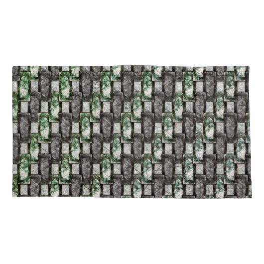 長方形の彫刻と染色された灰色の緑 枕カバー (裏面-左)