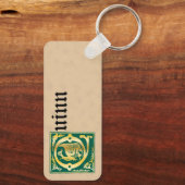 長方形の神話の生き物の装飾の大文字Q キーホルダー (裏面)