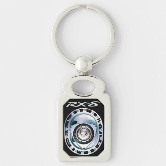 長方形の金属RX-8 Keychain キーホルダー (正面)