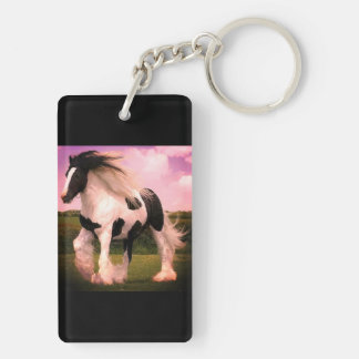 長方形の(両面の)馬Keychain キーホルダー