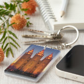 長方形の(両面の) Keychain SLCの寺院の薄暗がり キーホルダー (正面右)