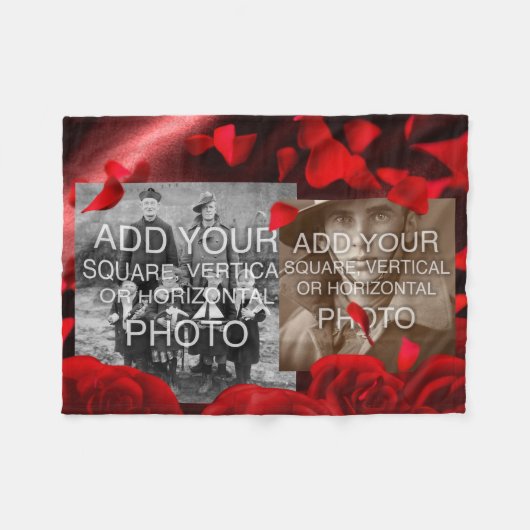 長方形またはInstagram 2フォトカスタムフリース フリースブランケット (正面(横))